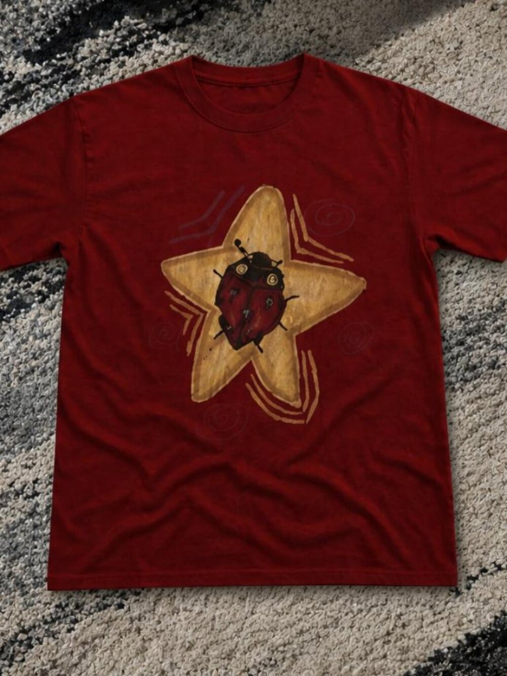 Ladybug Star Graphic Tee Garnet Unisex